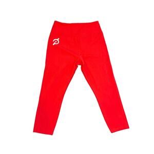 Peloton Bright Red Leggings Tights Size Large Capri Athletic Activewear Gym